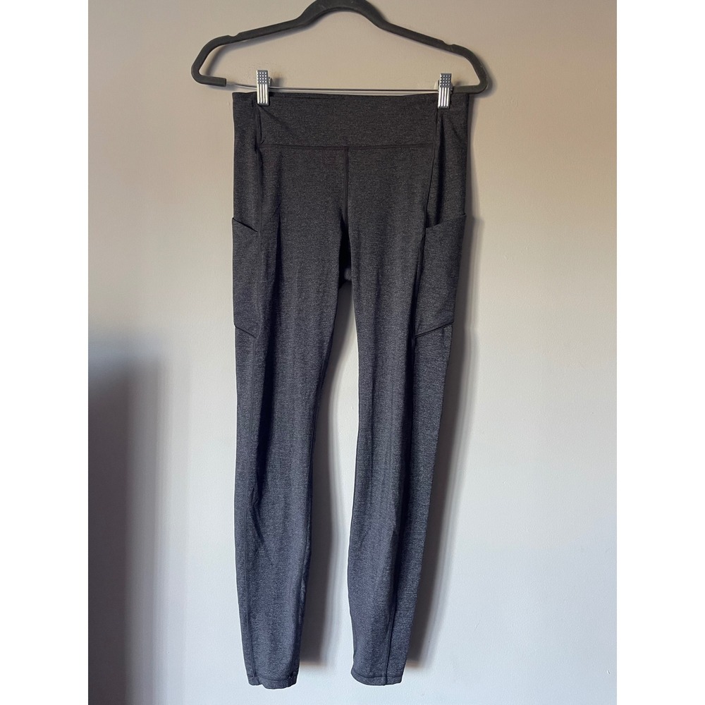 Lululemon Speed Up Crop Heather Gray Tight Leggings Pockets Size 8
